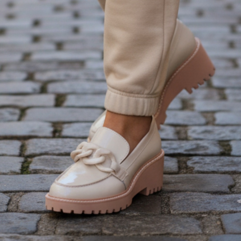 Dolce Vita Haris Platform Loafers with Chunky Chain Ivory Size 8.5 - Picture 5 of 11